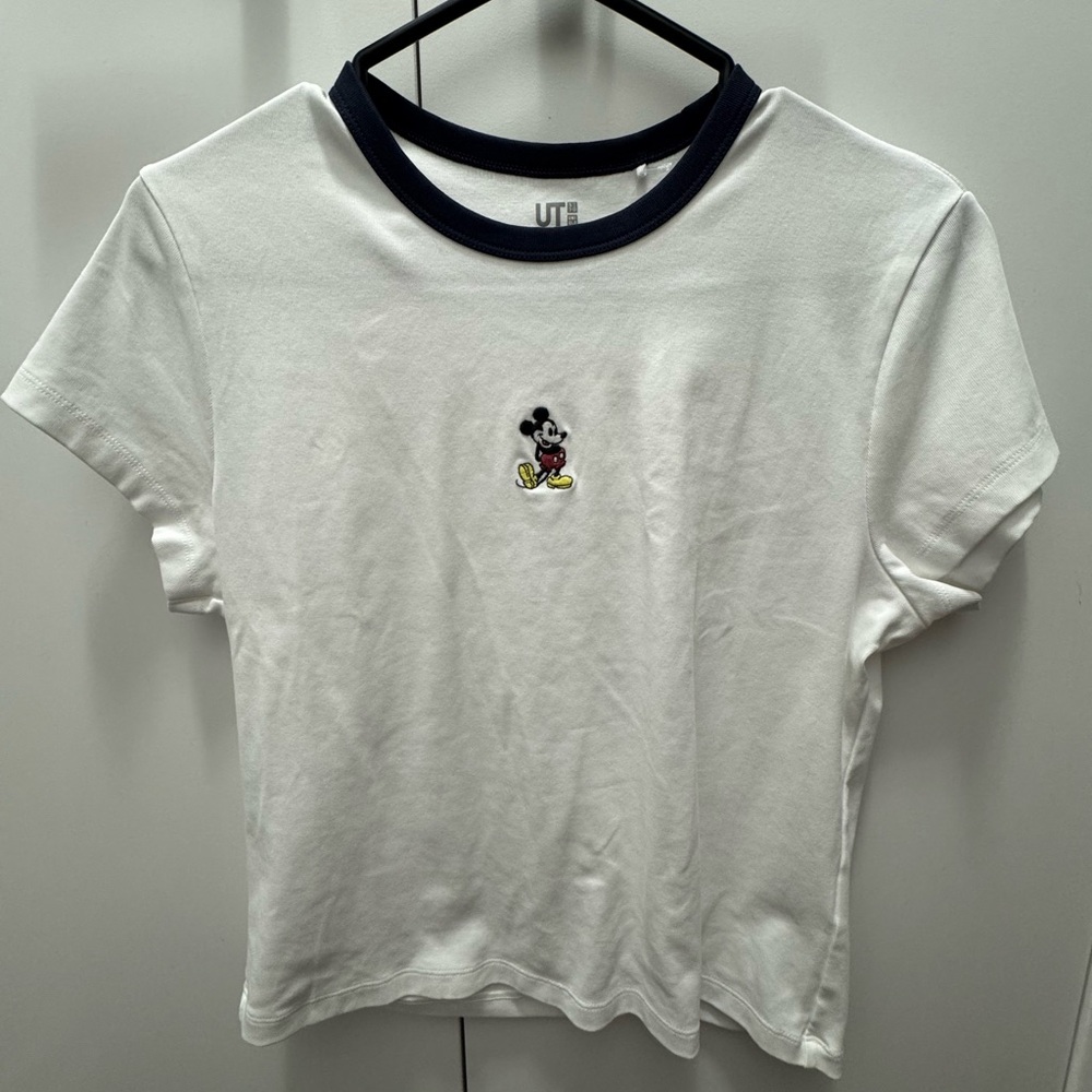 Uniqlo White and Black Mickey Mouse T-Shirt